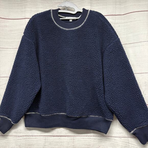 JW Anderson UNIQLO Blue Reversible Sherpa Fleece Crew Neck Sweatshirt Size M - Picture 1 of 11